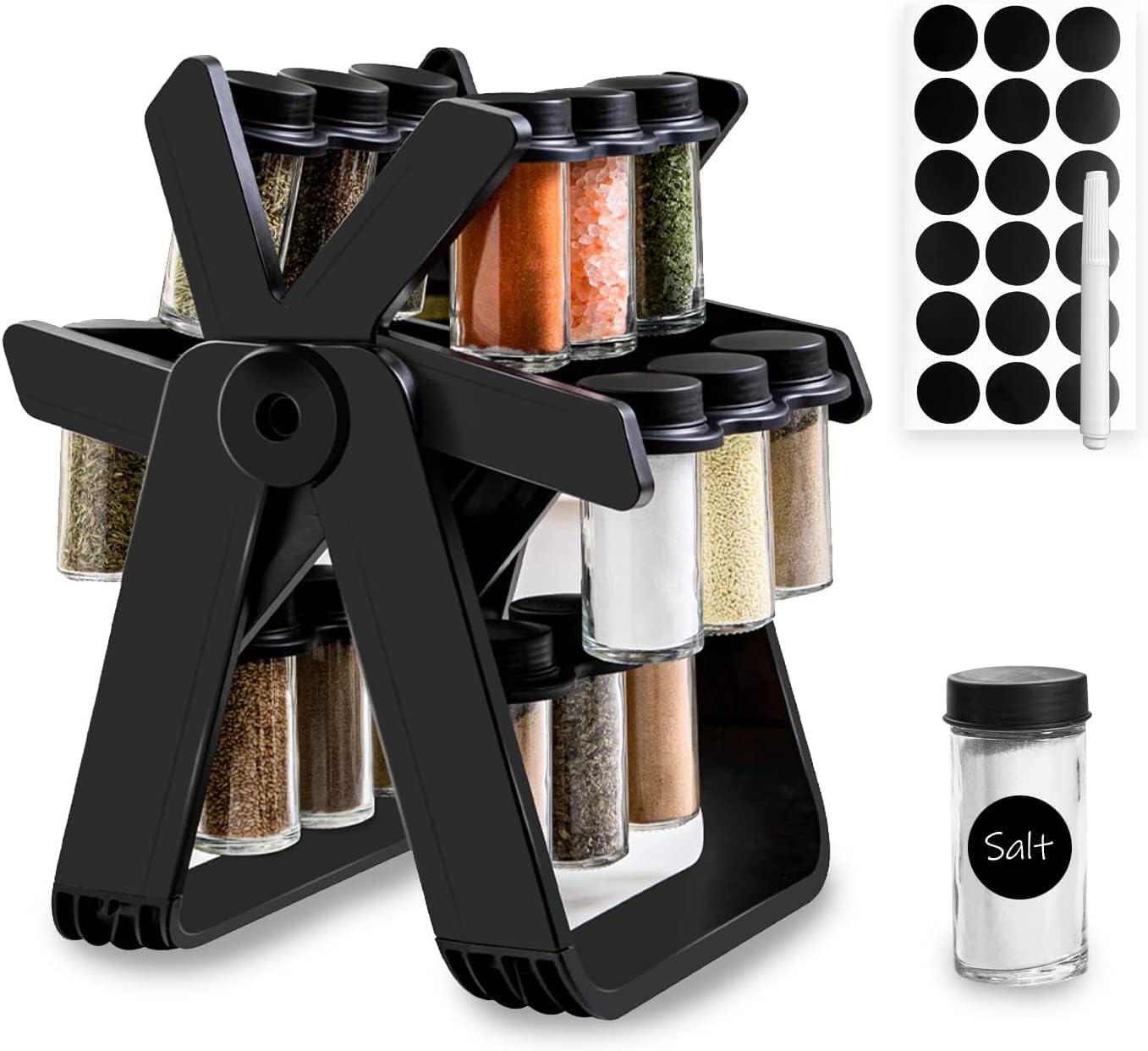 18 Jar Rotating Spice Rack | منظم توابل دوار 360° للمطبخ مع 18 عبوة
